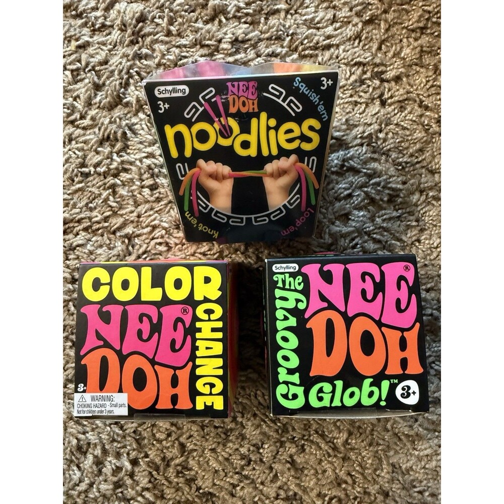 Schylling - NeeDoh Color Change, Groovy Glob, & Noodlies Sensory Toy Bundle NEW